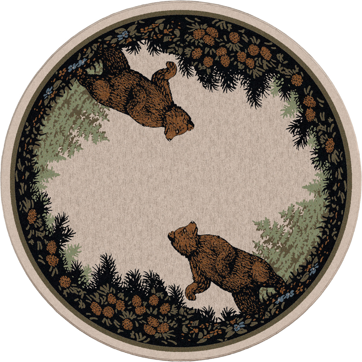 Image of an area rug, Twin Bears - Green (also see as Taupe)