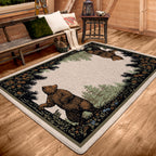 Image of an area rug, Twin Bears - Green (also see as Taupe)
