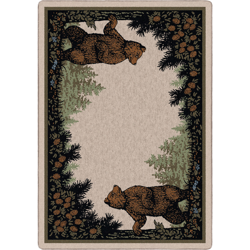 Image of an area rug, Twin Bears - Green (also see as Taupe)