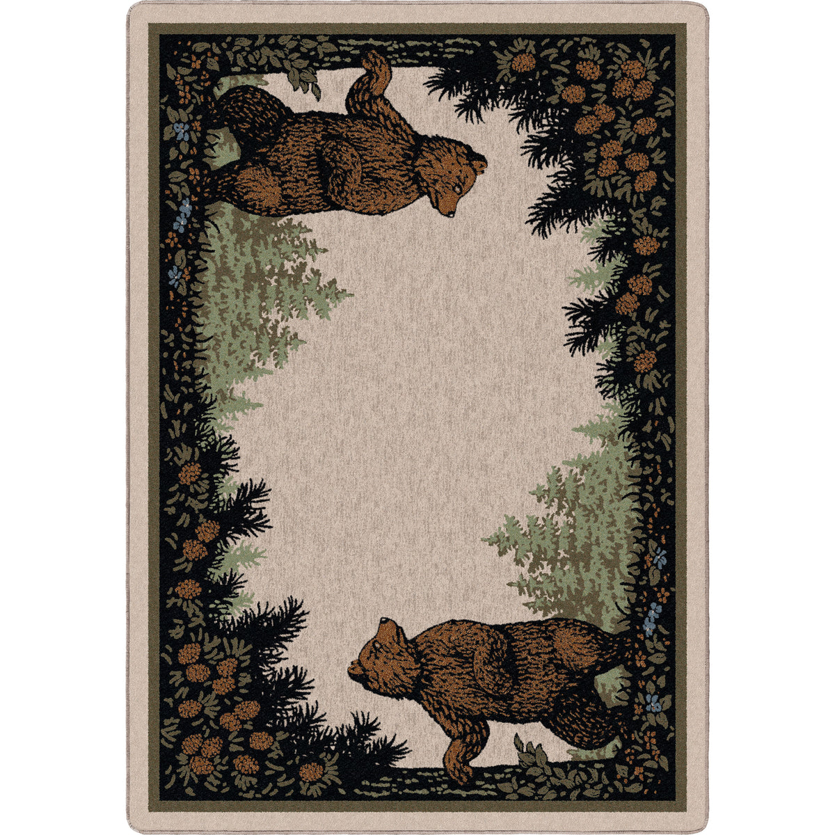 Image of an area rug, Twin Bears - Green (also see as Taupe)