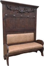 Double Seat Hall Tree with Hand Carved Antler