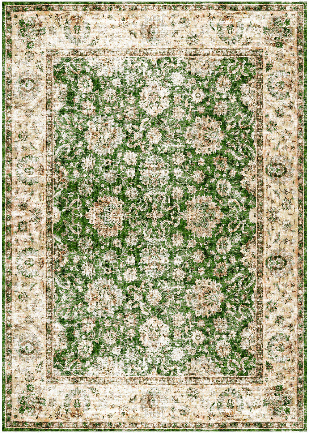 Vintage Thebes Green Area Rug