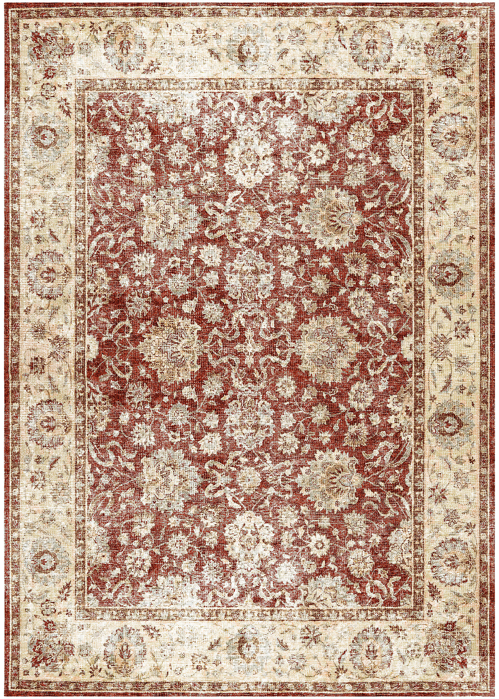 Vintage Thebes Red Area Rug