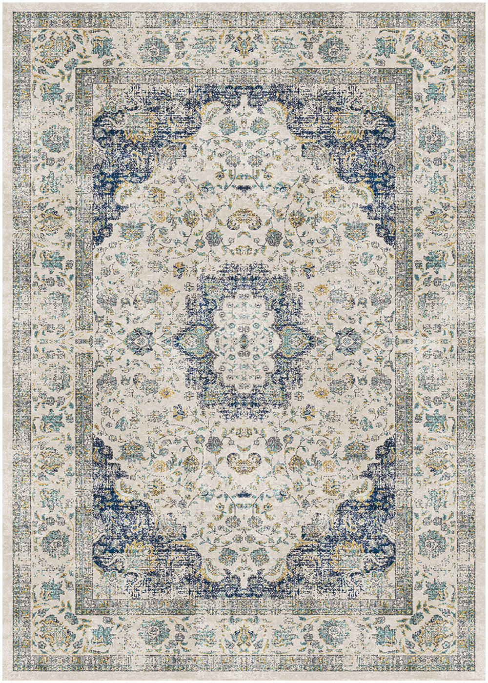 Vintage Lisbon Cream Navy Area Rug – Great Blue Heron Furniture