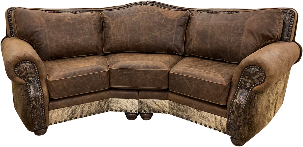 Yellowstone Curved Buffalo Exotic Western Leather & Cowhdie Sofa