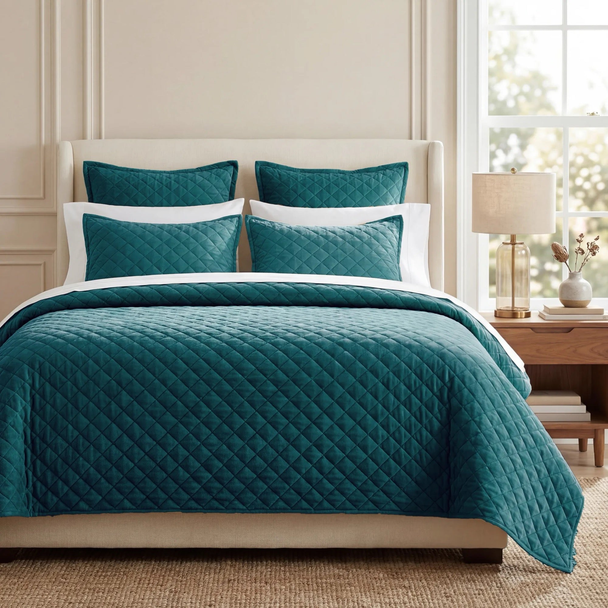 Velvet Diamond Quilt - Teal Quilt
