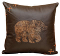 Cabin Bear Leather Pillow - 18x18 - Fabric Back