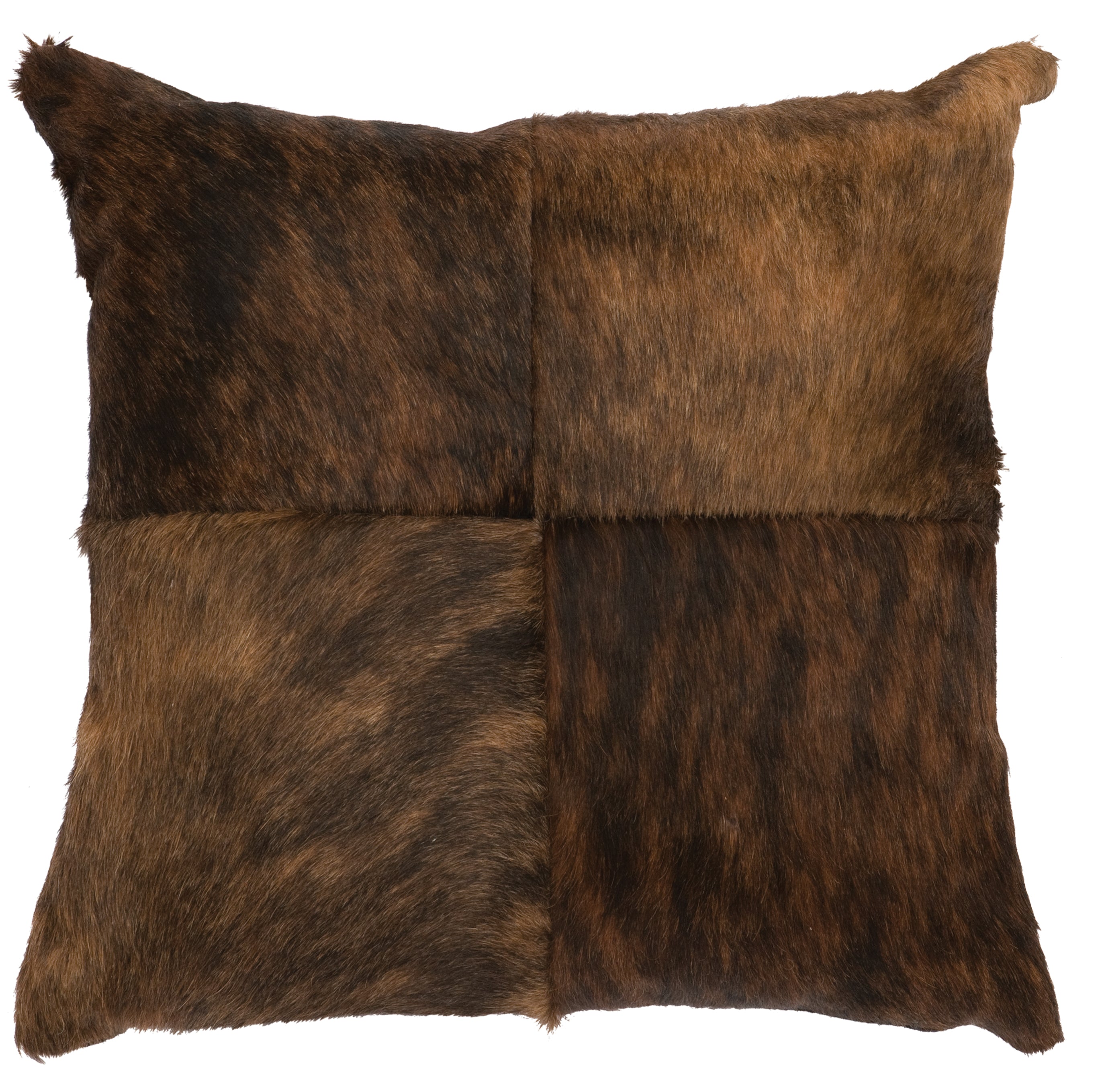 Dark Brindle Hair on Hide Pillow - 16x16 - Fabric Back
