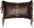 Mesa Espresso Leather Pillow - 12x18 - Fabric Back