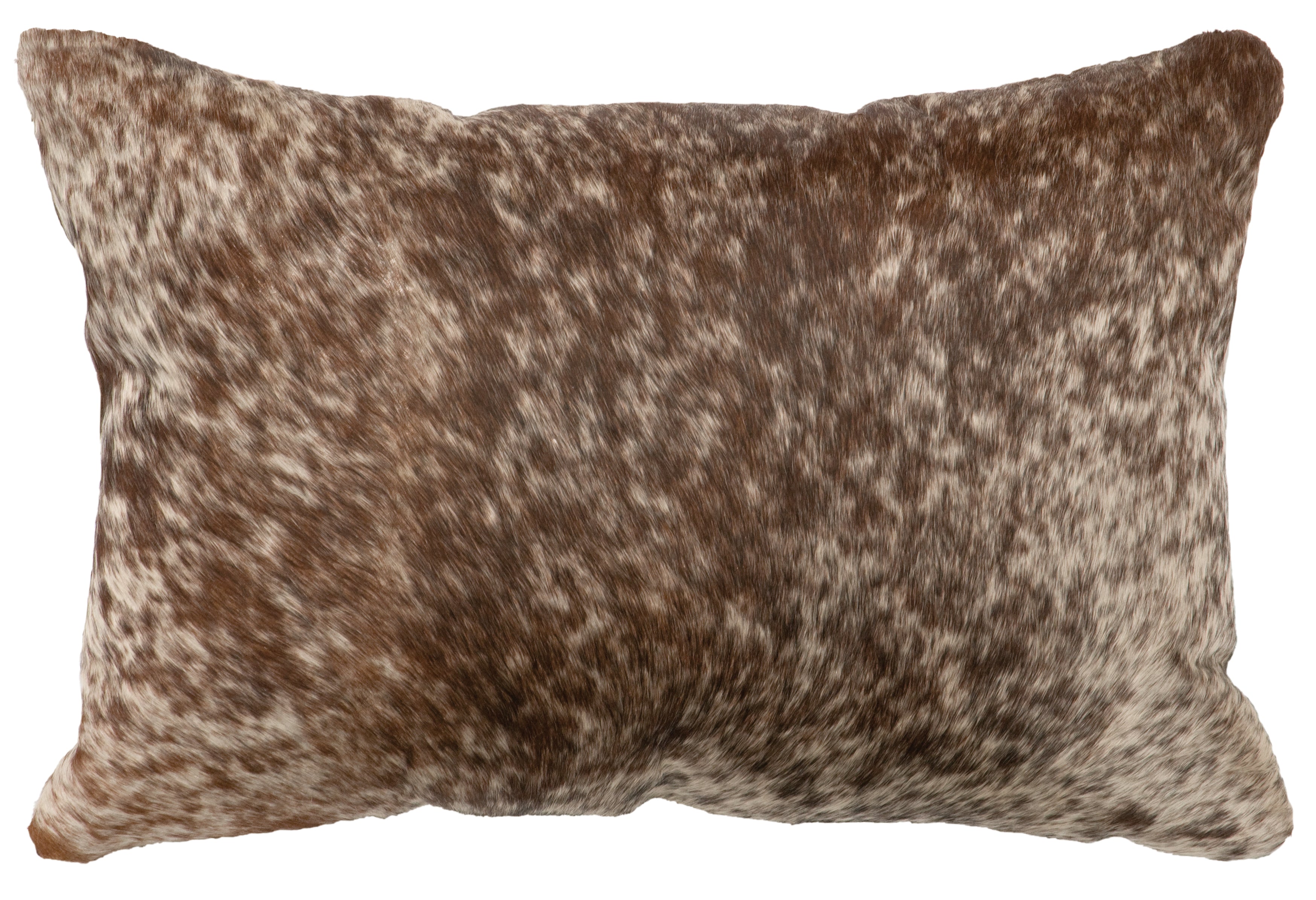 Dark Brown Speckled Hair on Hide Pillow - 12x18 - Fabric Back