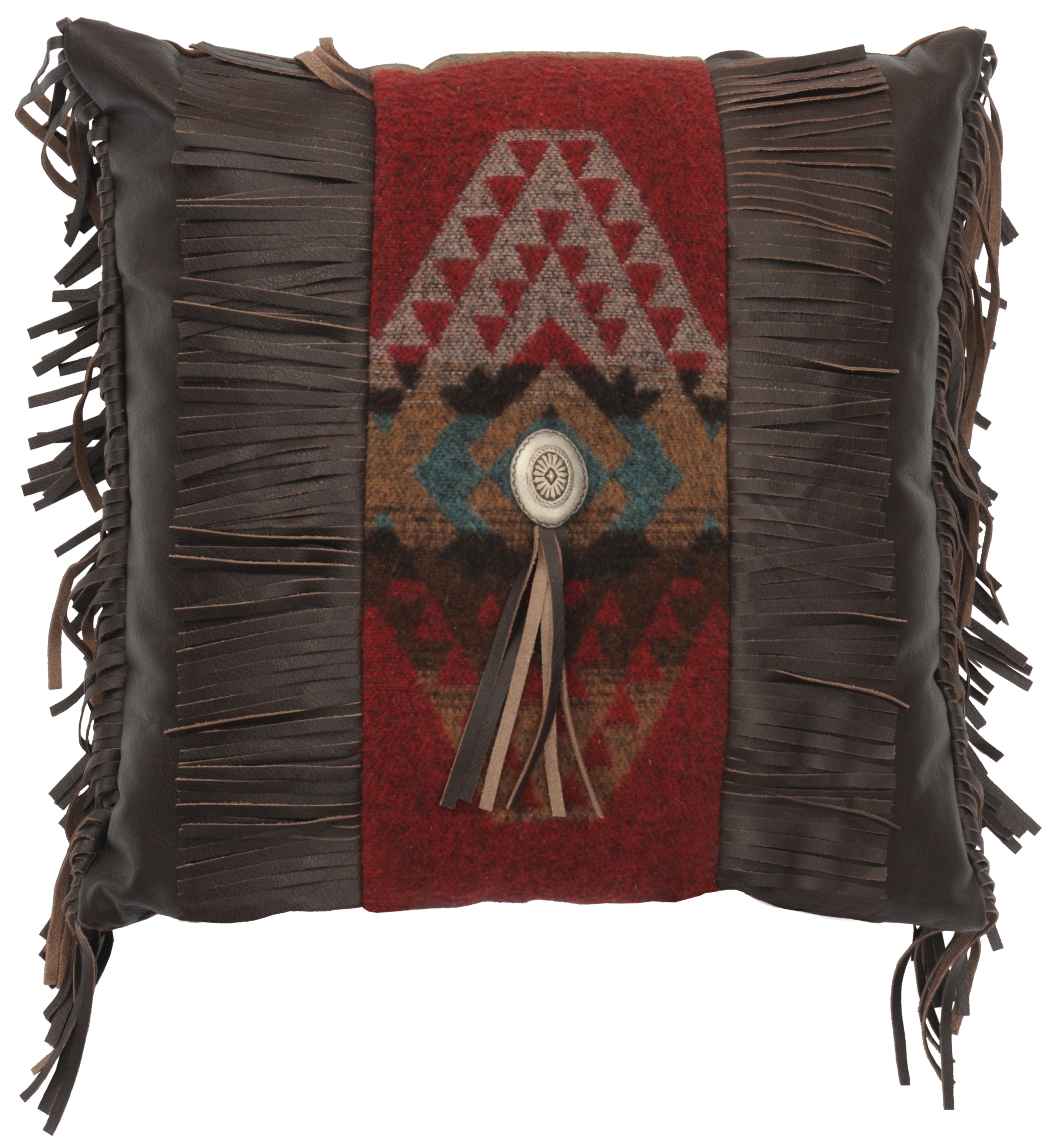Yellowstone III Leather Pillow - 18x18 - Fabric Back