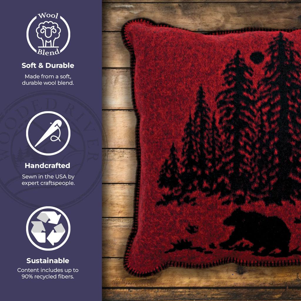 Wooded River Bear Pillow - 20x20