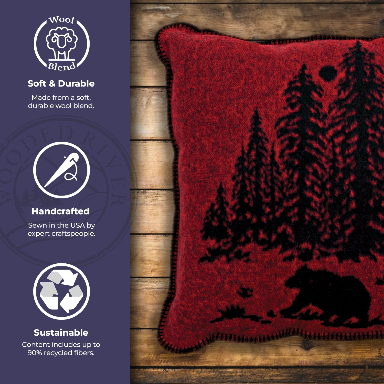 Wooded River Bear Pillow - 20x20