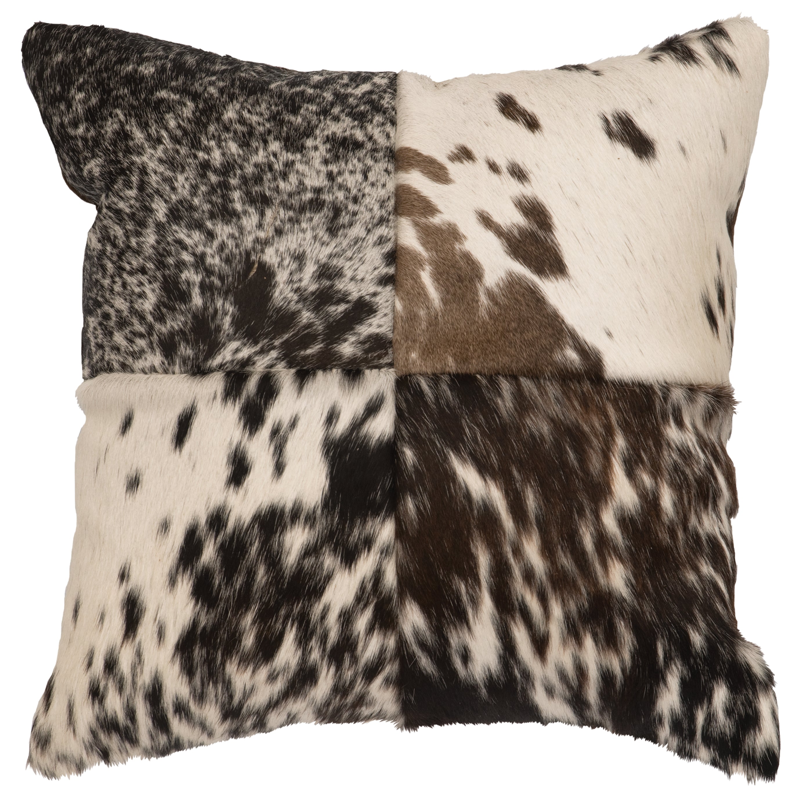 Dark Brown Speckled Hair on Hide Pillow - 16x16 - Fabric Back