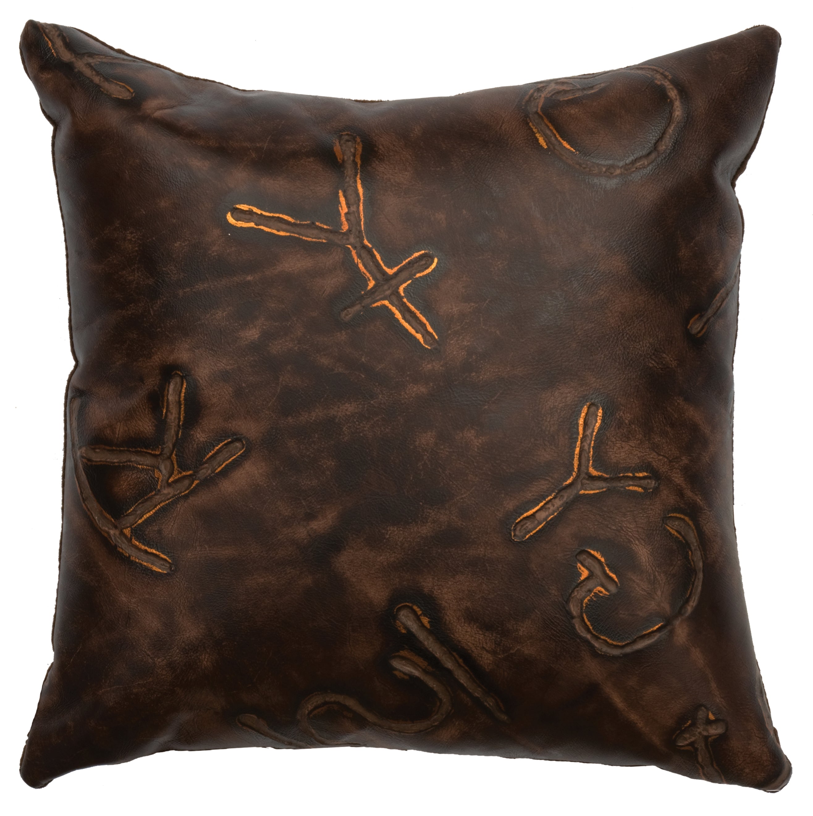Hitchin' Post Desert Leather Pillow - 16x16 - Fabric Back