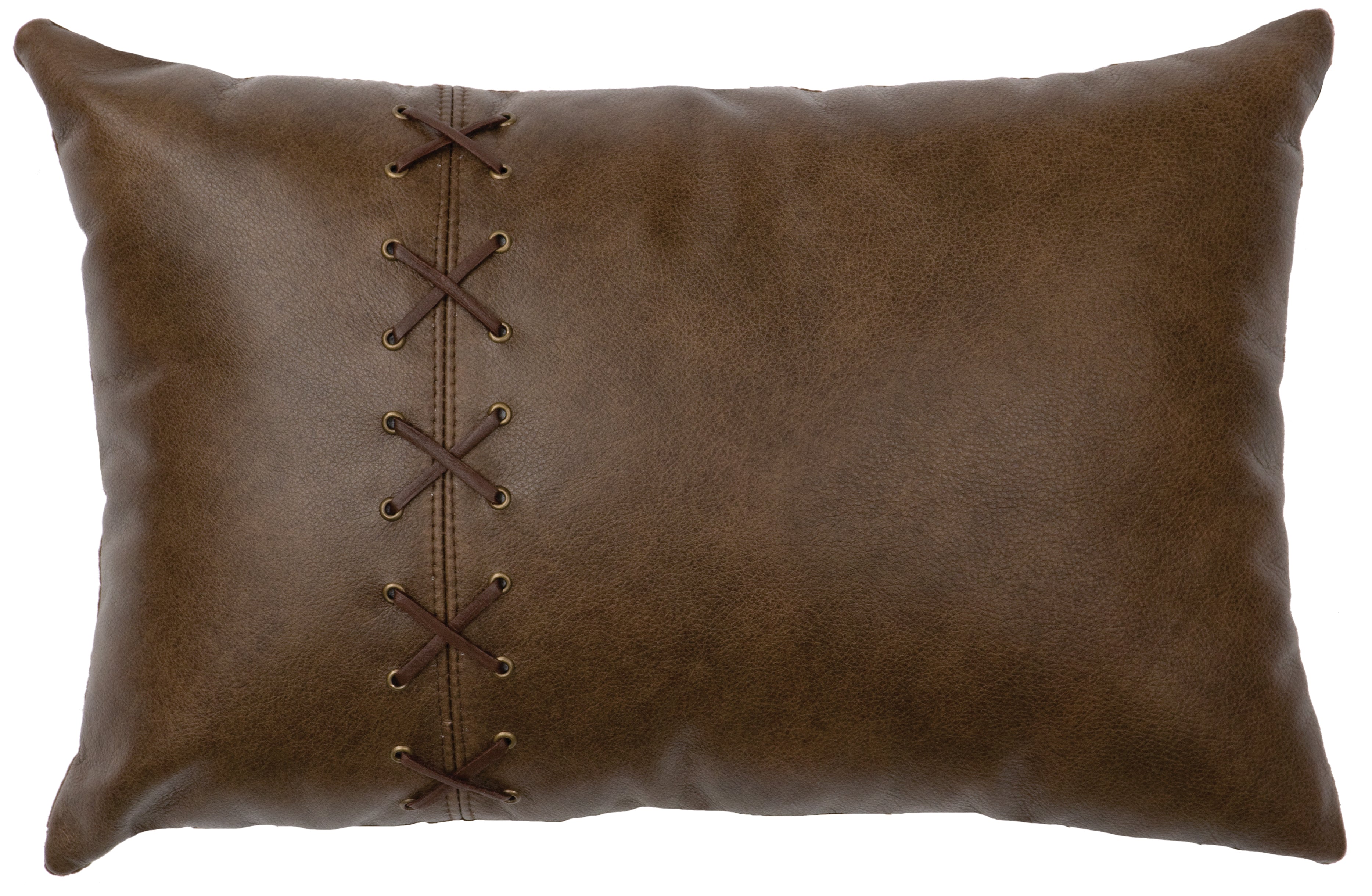 Paloma Earth Leather Pillow - 12x18 - Fabric Back