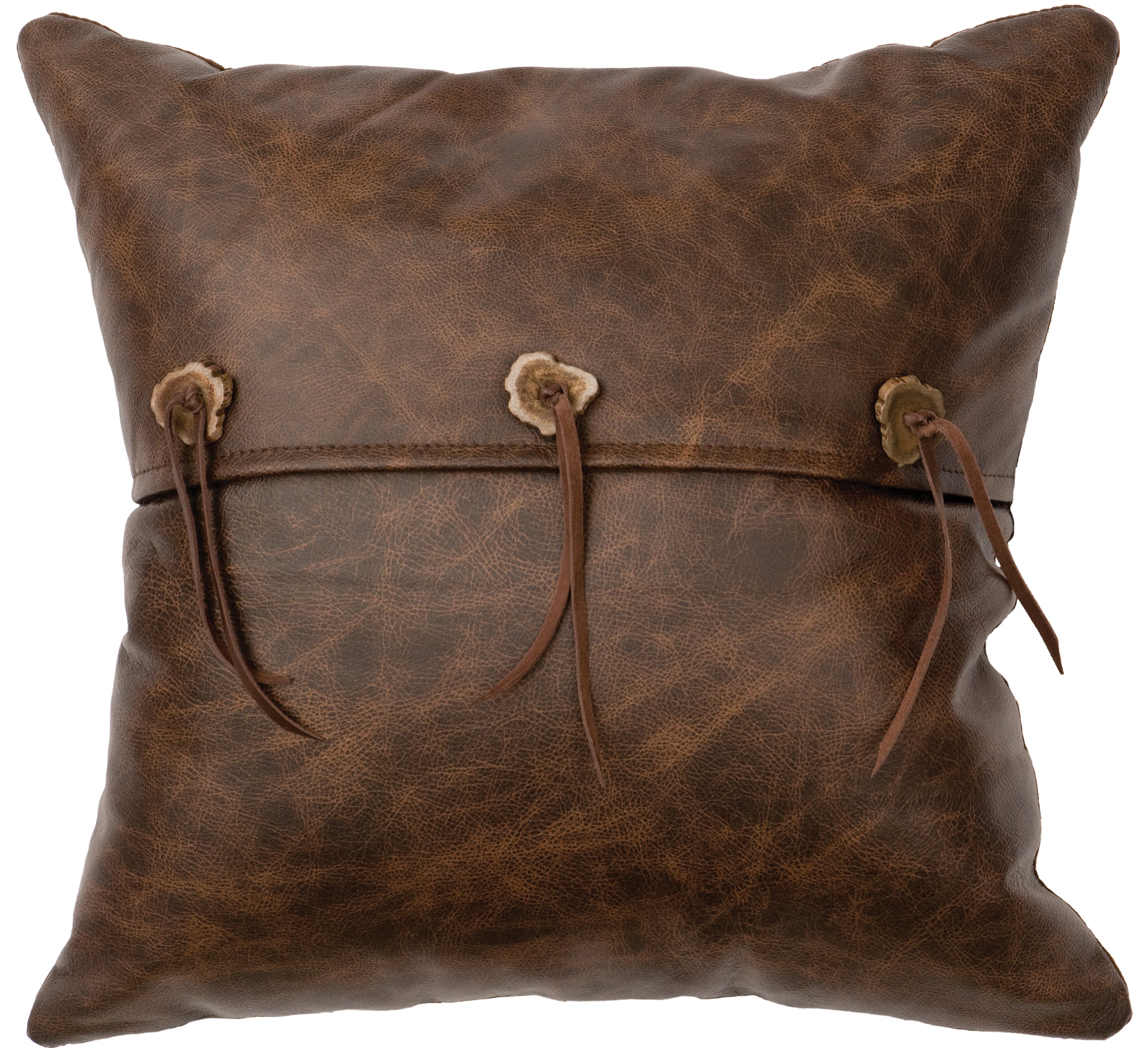 Cheyenne Slicker Leather Pillow - 16x16 - Fabric Back