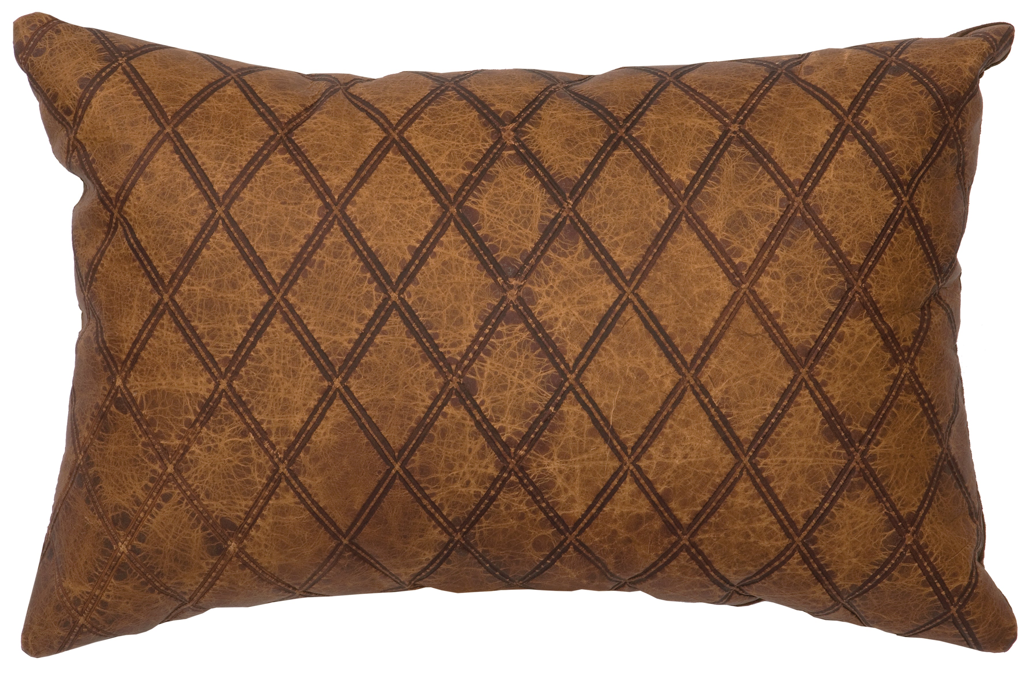 Latigo Leather Pillow - 12x18 - Fabric Back