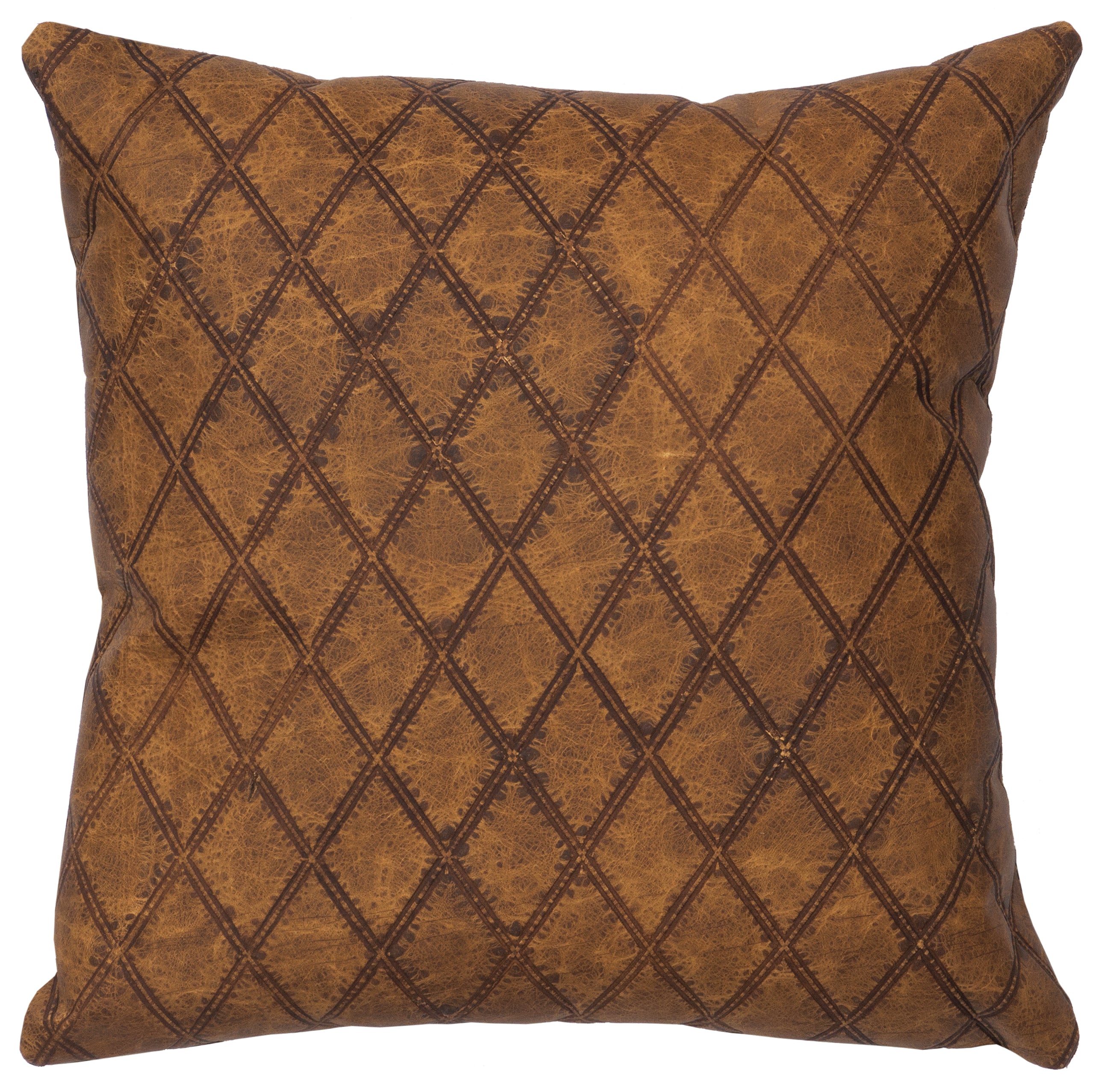 Latigo Leather Pillow - 16x16 - Fabric Back