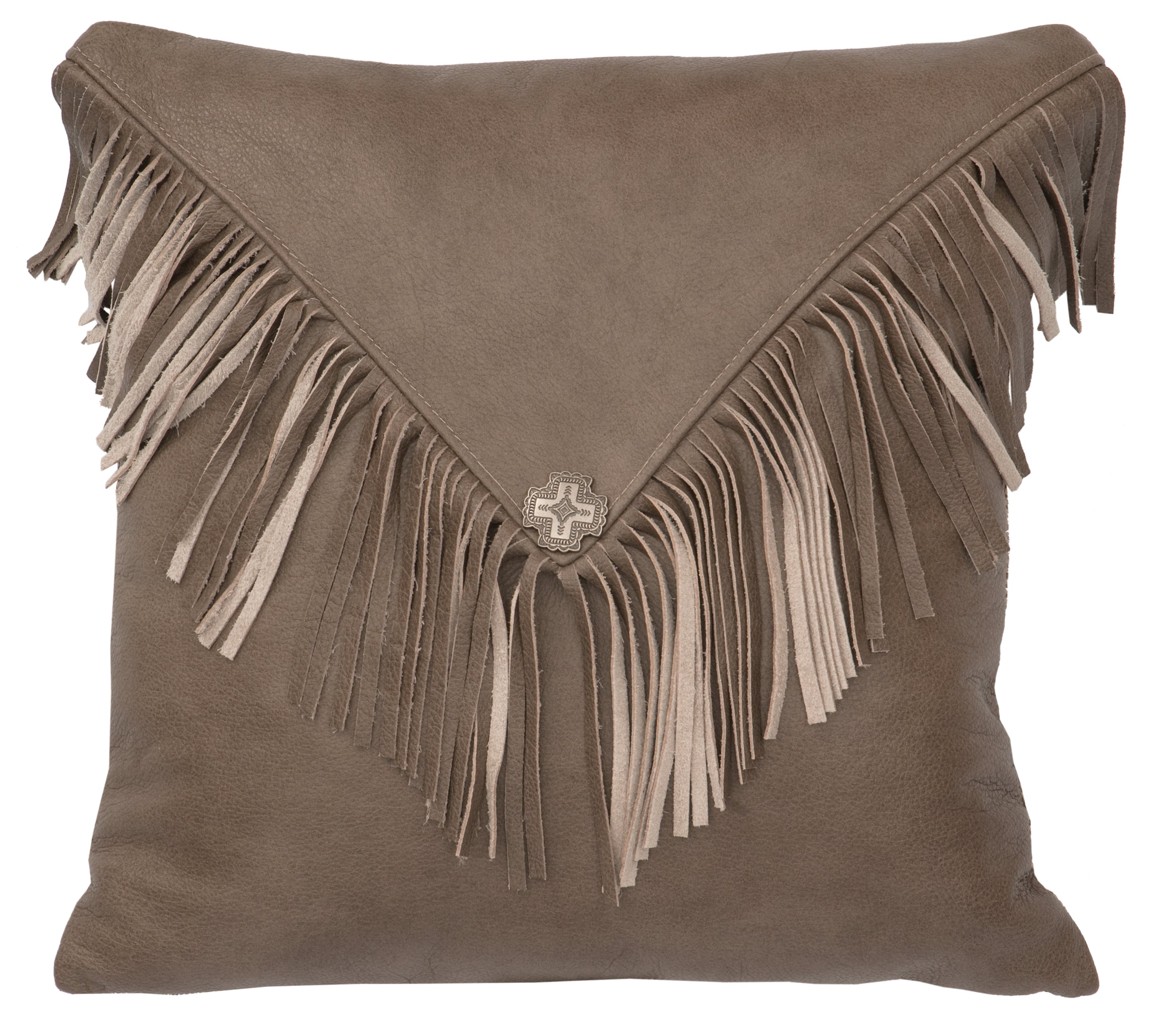 Mesquite Leather Pillow - 16x16 - Fabric Back
