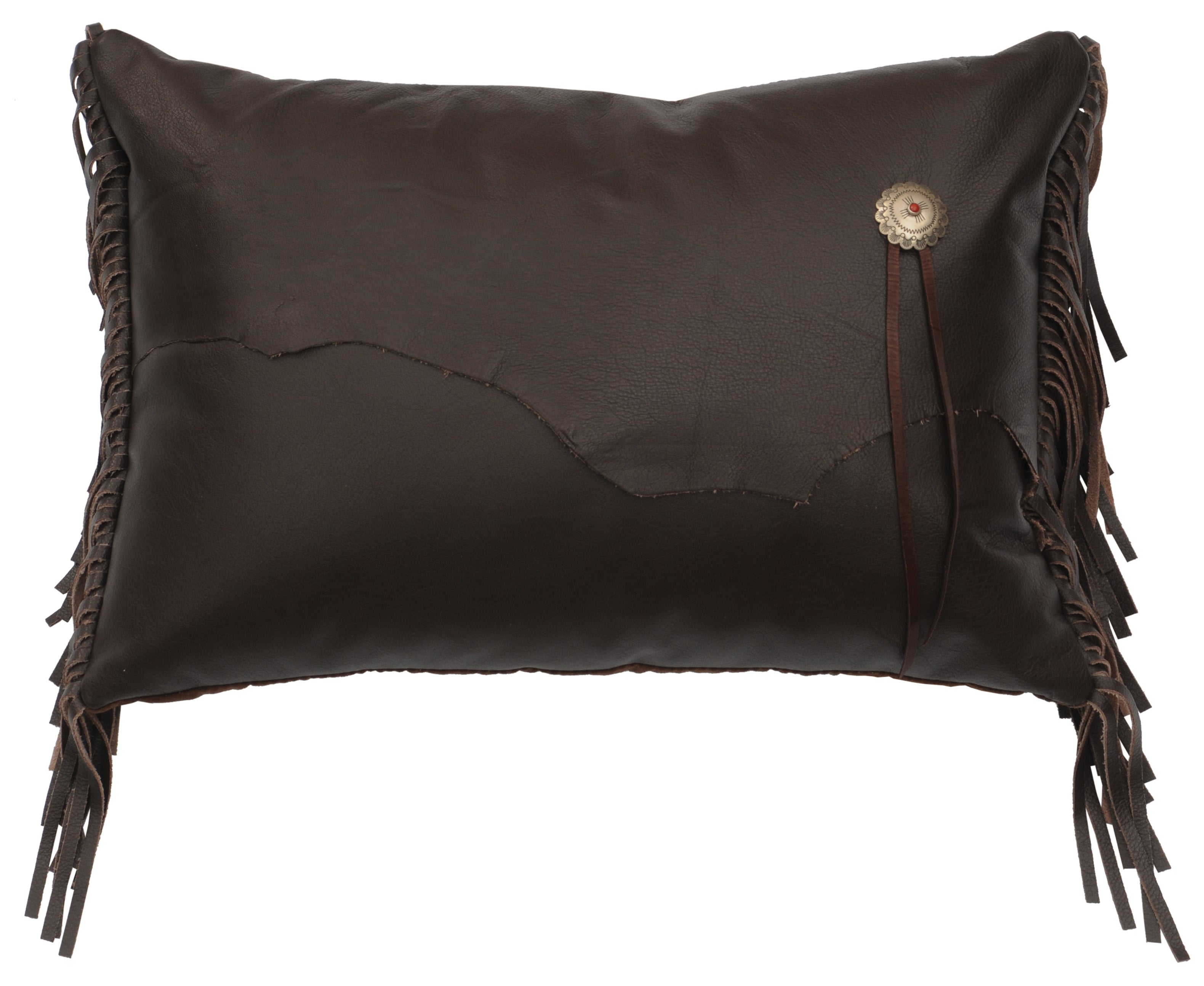 Yellowstone III Leather Pillow - 12x18 - Fabric Back