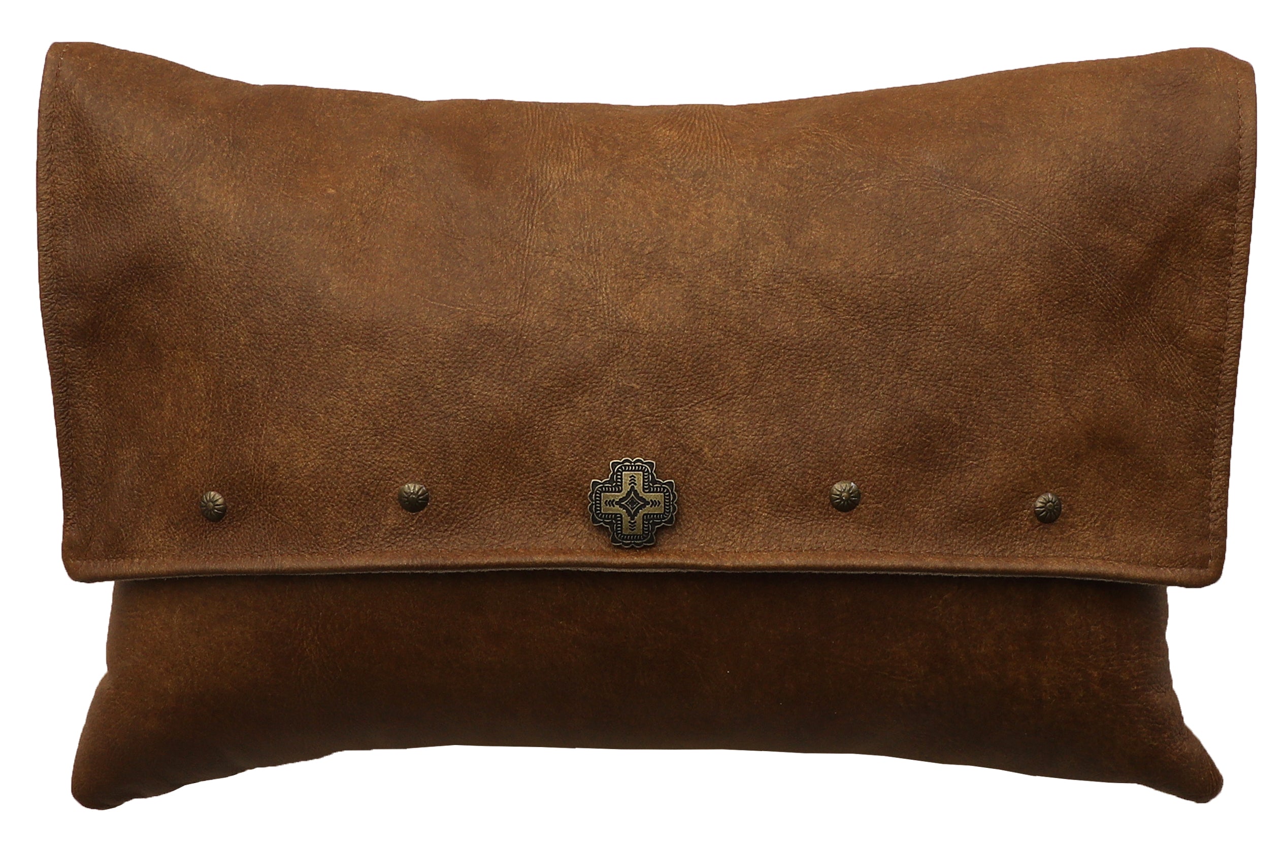Moreno Midnight Leather Pillow - 12x18 - Fabric Back