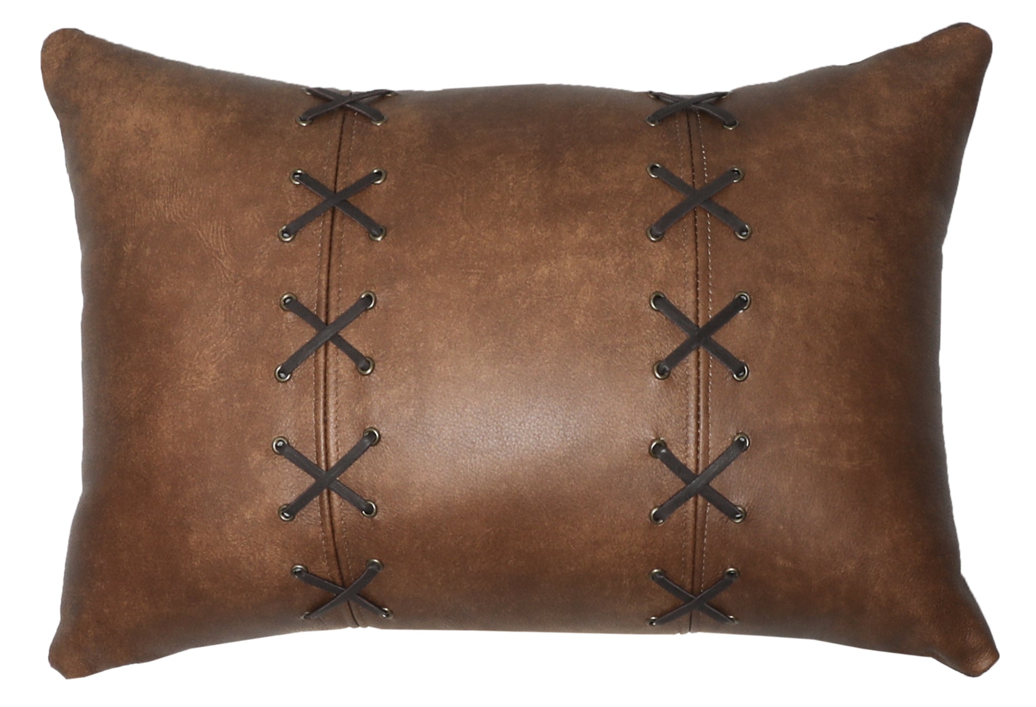 Lake Shore III Leather Pillow - 12x18 - Fabric Back