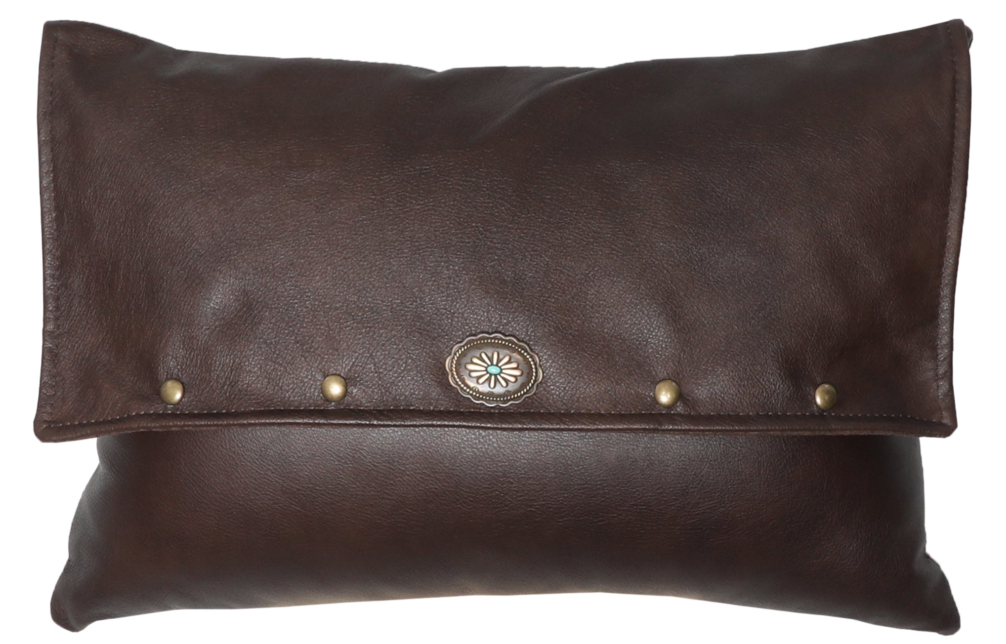 Mustang Canyon III Leather Pillow - 12x18 - Fabric Back