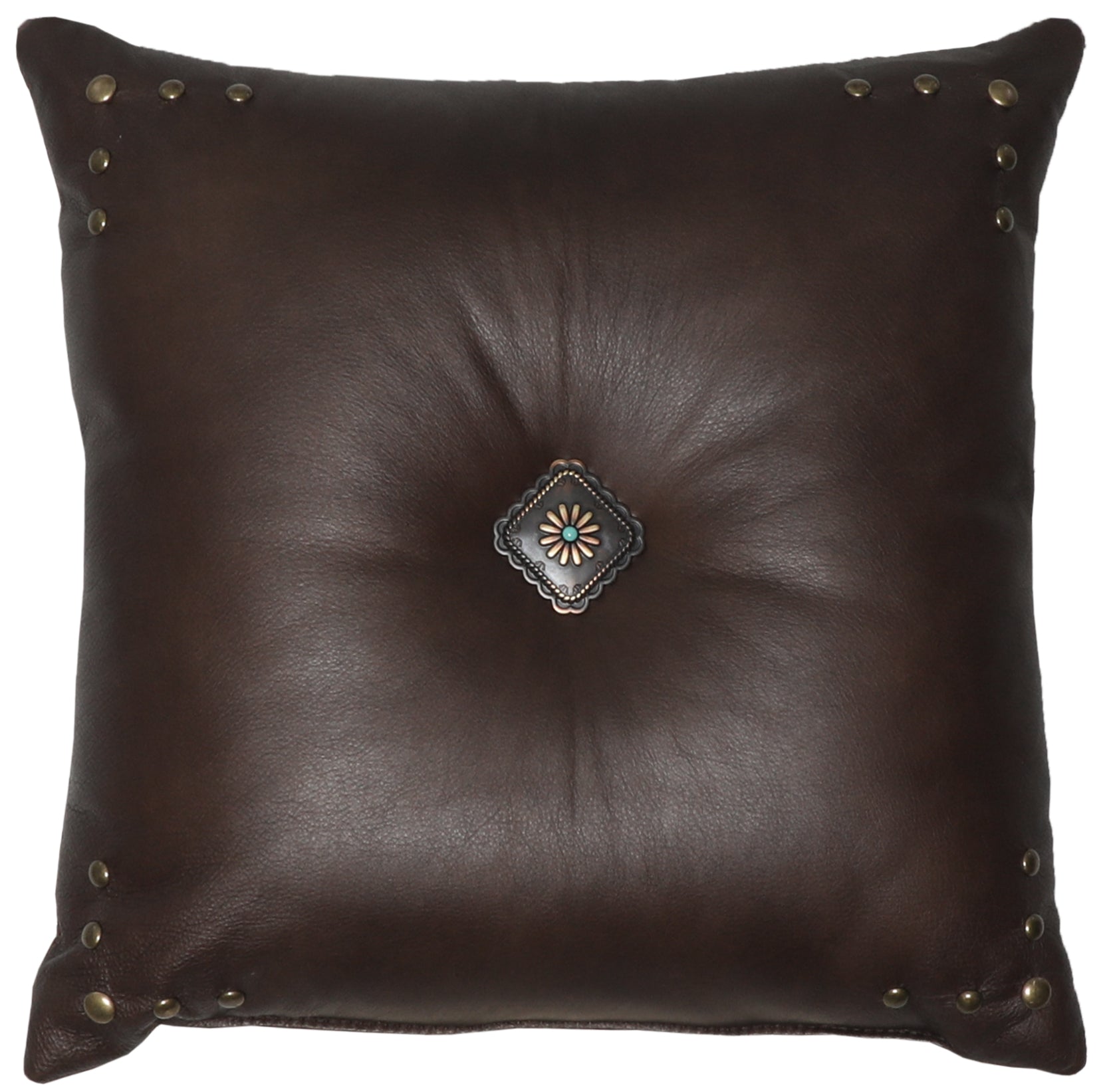 Mustang Canyon III Leather Pillow - 16x16 - Fabric Back