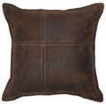 Hudson Garnet Leather Pillow - 16x16 - Fabric Back