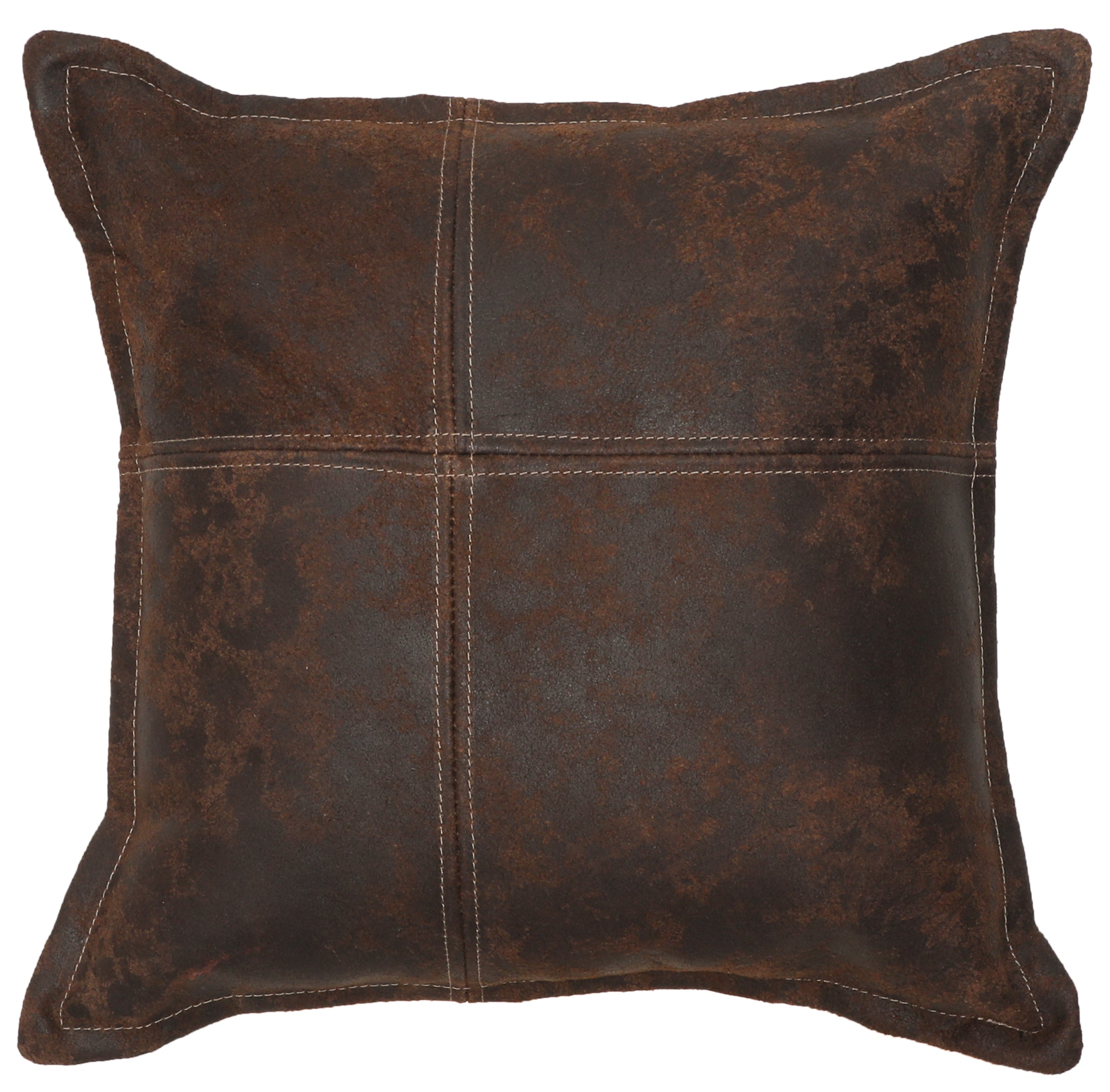 Hudson Garnet Leather Pillow - 16x16 - Fabric Back