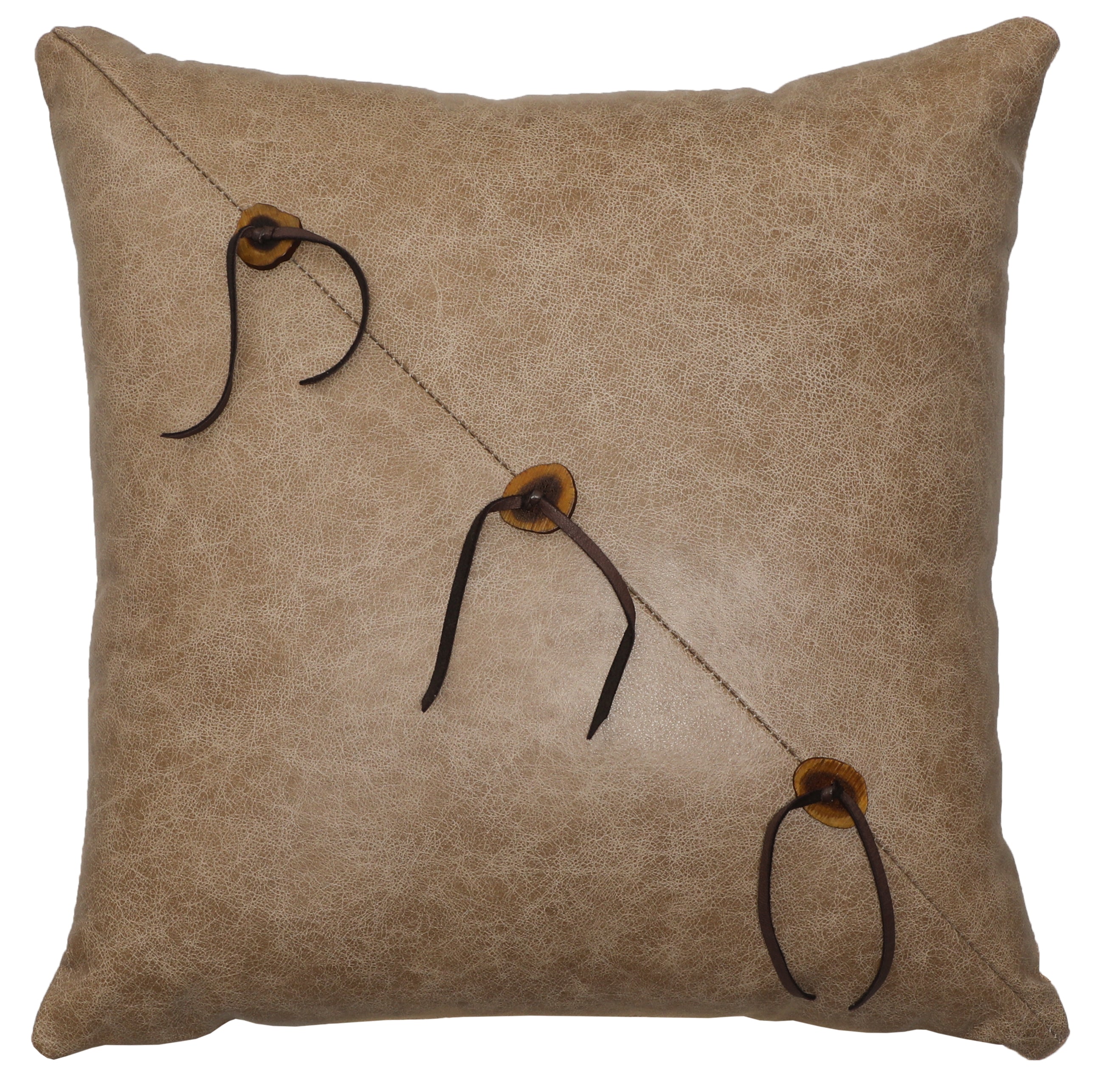 Torque Tan Leather Pillow - 16x16 - Leather Back