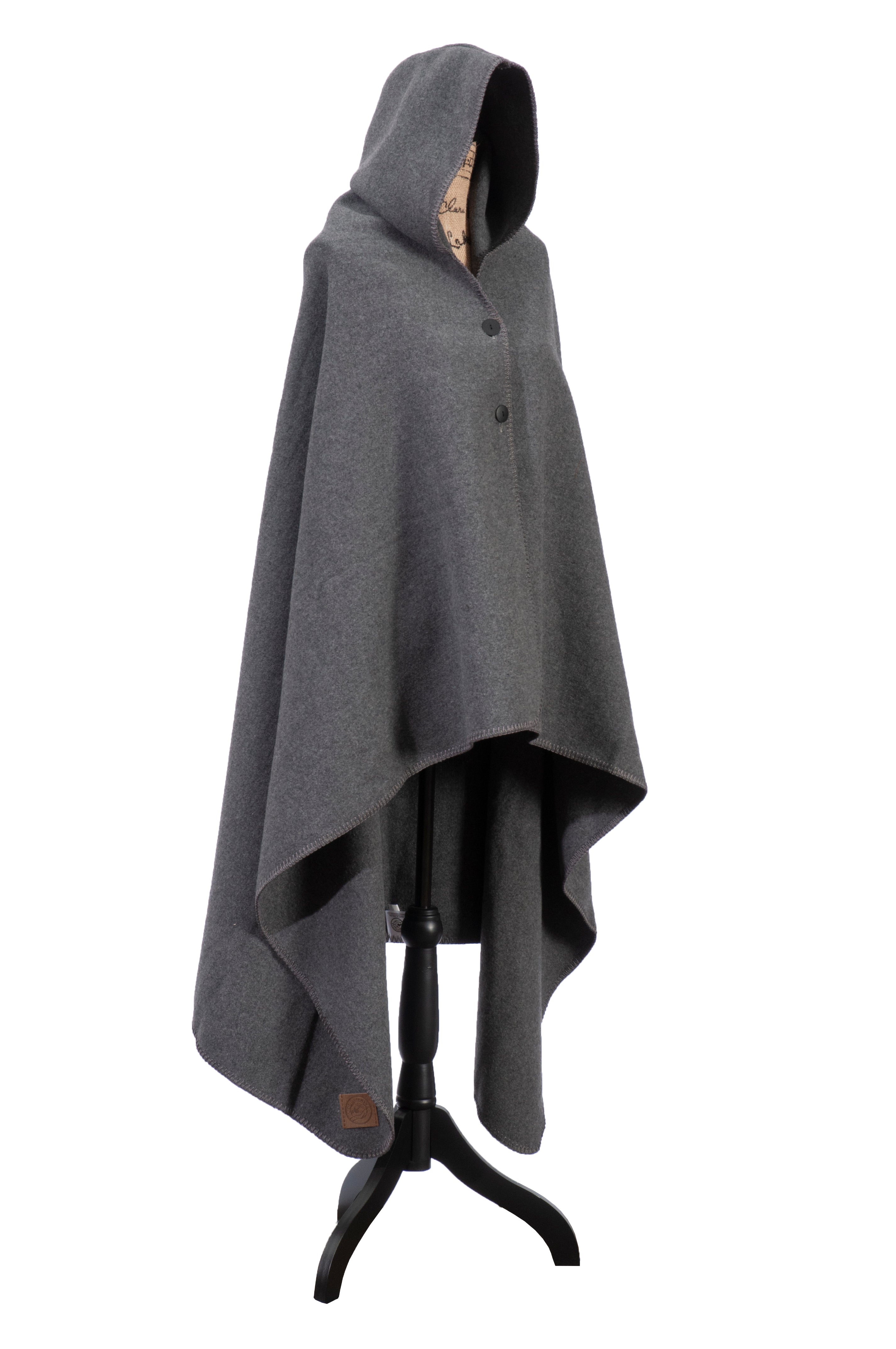 Solid Greystone Hooded Throw