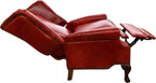 The Paloma Wingback Recliner pairs full-grain crimson leather with handcrafted wood details and a smooth reclining design. A bold expression of Western sophistication — built for beauty, comfort, and lasting craftsmanship.