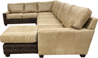 White Sands Modern Farmhouse Western Camel Color Leather Square Arm Large Sectional Sofa