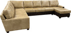 White Sands Modern Farmhouse Western Camel Color Leather Square Arm Large Sectional Sofa