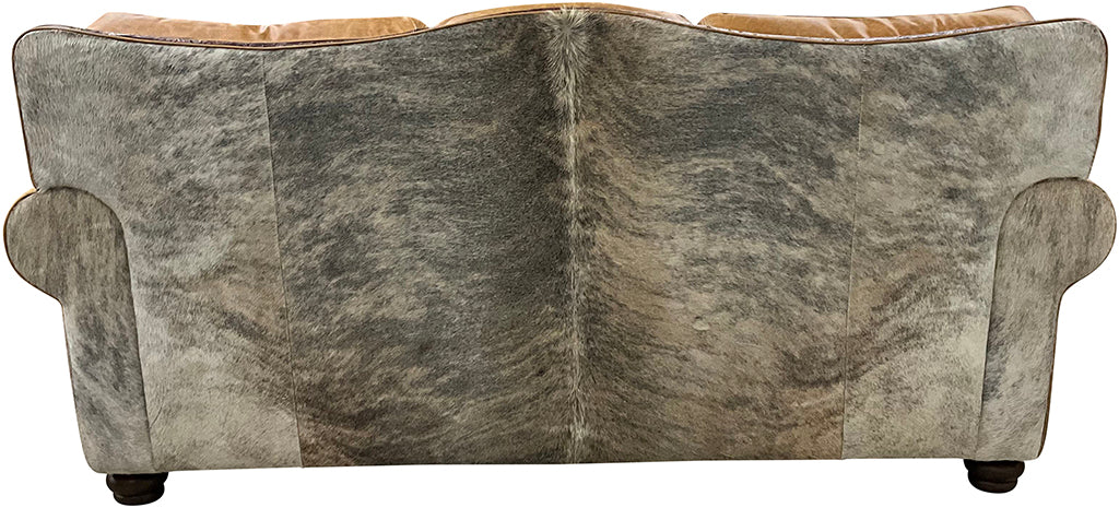 Cortez Modern Western Farmhouse Terelli Coganc Base Leather, Embossed Leather & Cowhide Sofa Back