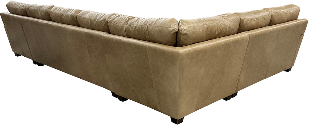 White Sands Modern Farmhouse Western Camel Color Leather Square Arm Large Sectional Sofa