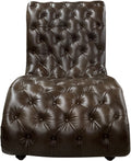 Chesterfield Tufted Western Dark Brown Leather Saloon Style Singe Chaise Lounge
