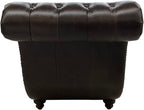 Chesterfield Tufted Western Dark Brown Leather Saloon Style Singe Chaise Lounge
