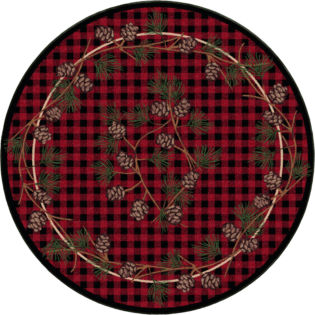 Image of an area rug, Wooded Pines - Red