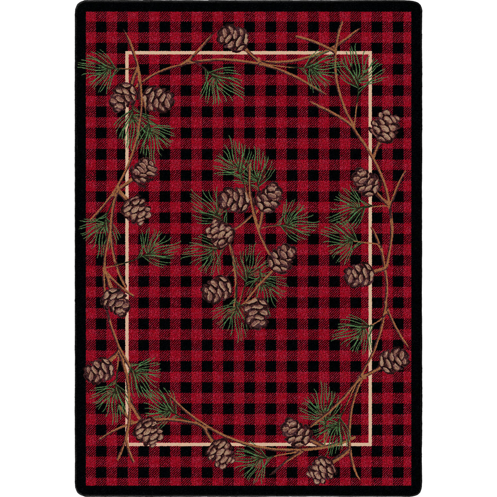 Image of an area rug, Wooded Pines - Red