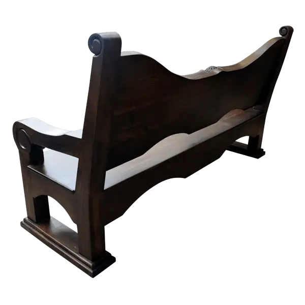 Handcrafted Western bench with longhorn carving, ranch brands, and dark finish. The Cowboy 2 Bench blends rustic strength and refined artistry in a customizable heirloom design.