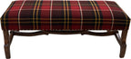 Handcrafted lodge plaid bench with Pendleton-style fabric and a carved twig wood base. A refined Western accent bench made in the USA and fully customizable.