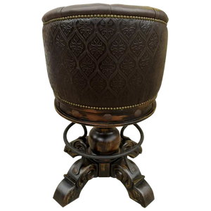 The Rocca La Colonial Barstool blends Spanish Colonial design with full-grain leather, embossed detailing, and hand-forged iron accents. Elegant, durable, and fully customizable with a 180° swivel base.
