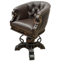 The Rocca La Colonial Barstool blends Spanish Colonial design with full-grain leather, embossed detailing, and hand-forged iron accents. Elegant, durable, and fully customizable with a 180° swivel base.