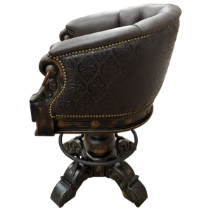 The Rocca La Colonial Barstool blends Spanish Colonial design with full-grain leather, embossed detailing, and hand-forged iron accents. Elegant, durable, and fully customizable with a 180° swivel base.