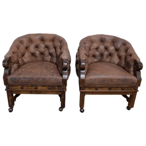 The Elegante Poker 16 Chair combines deep-tufted full-grain leather, hand-carved wood, and rolling casters for luxury and comfort. A timeless handcrafted Western chair, customizable to your taste and built for lasting sophistication.