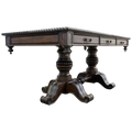 Handcrafted Western executive desk with leather inlay, twisted rope edge, and double pedestal base. The Castellano Desk showcases refined craftsmanship and enduring Western elegance.