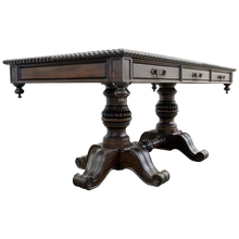 Load image into Gallery viewer, Handcrafted Western executive desk with leather inlay, twisted rope edge, and double pedestal base. The Castellano Desk showcases refined craftsmanship and enduring Western elegance.